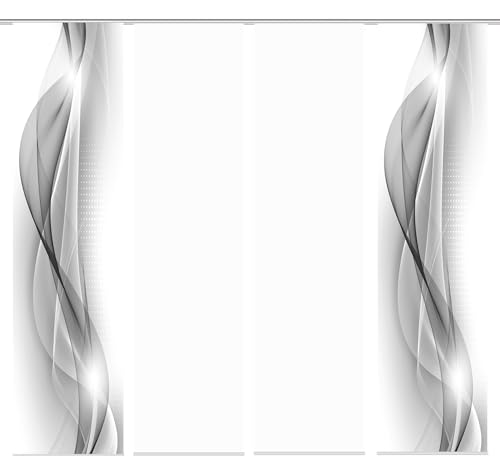 HOME WOHNIDEEN 4er-Set Schiebegardinen NEBLANA, blickdichter Dekostoff, 245 x 60 cm (h x b), Farbe:, Farbe:grau von HOME WOHNIDEEN