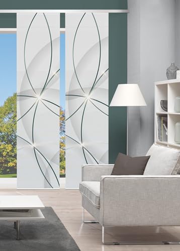 HOME WOHNIDEEN 55062 | 2er-Set Schiebegardine 'BLINKI', Digitaldruck auf Bambus-Optik, mit abstraktem Motiv, 260x60cm, Farbe: Rot und Türkis, Farbe:türkis von HOME WOHNIDEEN