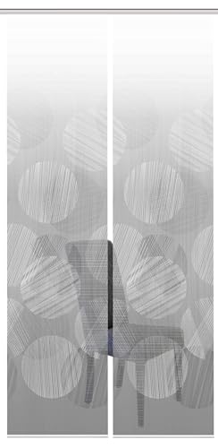 HOME WOHNIDEEN 55168 | 2er-Set Schiebegardine 'Circo', Digitaldruck auf Bambus-Optik, mit abstraktem Motiv, 260x60cm, Farbe: Grau und Taupe, Farbe:Taupe von HOME WOHNIDEEN