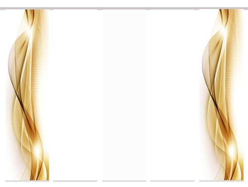 HOME WOHNIDEEN 5er-Set Schiebegardinen NEBLANA, blickdichter Dekostoff, 245 x 60 cm (h x b), Farbe:, Farbe:Gold von HOME WOHNIDEEN