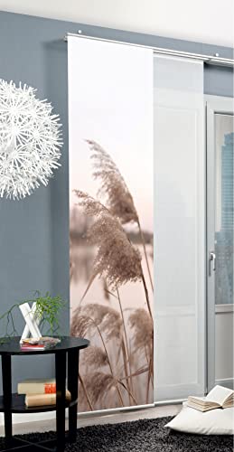 HOME WOHNIDEEN 84125 | Schiebegardine TRAWY, blickdichter Dekostoff, Gras-/Natur-Motiv, 245 x 60 cm (Höhe x Breite), Farbe: Natur von HOME WOHNIDEEN