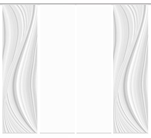 HOME WOHNIDEEN 84677 Schiebegardine LAURINA Digitaldruck Dekostoff Seidenoptik 245x60, Farbe:grau, Größe:245 x 60 cm, Anzahl:4er Set (2X Bedruckt, 2X Uni) von HOME WOHNIDEEN