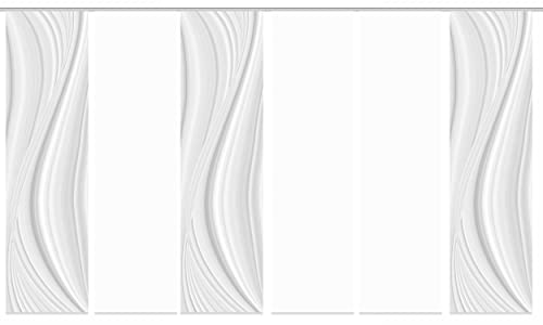 HOME WOHNIDEEN 84677 Schiebegardine LAURINA Digitaldruck Dekostoff Seidenoptik 245x60, Farbe:grau, Größe:245 x 60 cm, Anzahl:6er Set (3X Bedruckt, 3X Uni) von HOME WOHNIDEEN