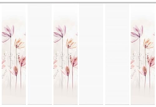 HOME WOHNIDEEN 96067 | 6er-Set Schiebegardine 'KUKAT', Digitaldruck auf Bambus-Optik, mit abstraktem Blumen-Motiv, 260x60cm, Farbe: Natur HOME WOHNIDEEN 96067 | 6er-Set Schiebegardine 'KUKAT', Digitaldruck auf Bambus-Optik, mit abstraktem Blumen-Motiv, 260x60cm, Farbe: Natur von HOME WOHNIDEEN