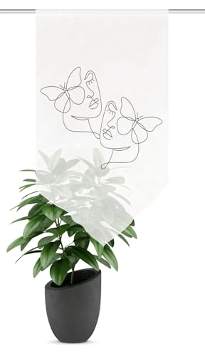 HOME WOHNIDEEN Fensterbehang SYLIA, Schmetterling, Dreiecksabschlus, Farbe:grau, Größe:80 x 40 cm, Anzahl:1x von HOME WOHNIDEEN