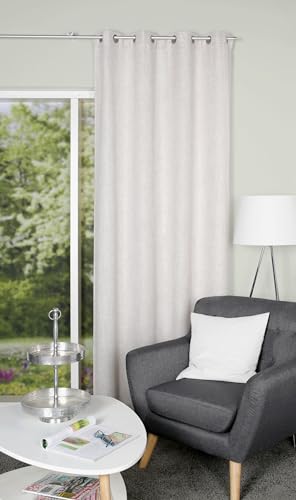HOME WOHNIDEEN Fertigschal LINORA mit Ösen in Leinenstruktur, Blickdicht, Farbe:Natur, Größe:245 x 140 cm, Anzahl:1x von HOME WOHNIDEEN