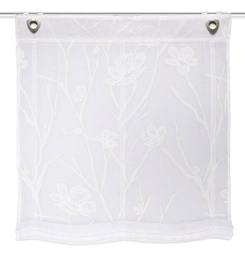 HOME WOHNIDEEN Gardine Raffrollo RORY, halbtrasparenter Ausbrenner, inkl. Ösen und Haken, (1 St), 100% Polyester von HOME WOHNIDEEN