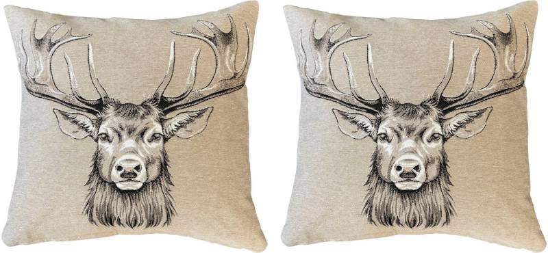 HOME WOHNIDEEN Kissenhülle CIERVO, (2 Stück), mit Füllung, Gobelin von HOME WOHNIDEEN