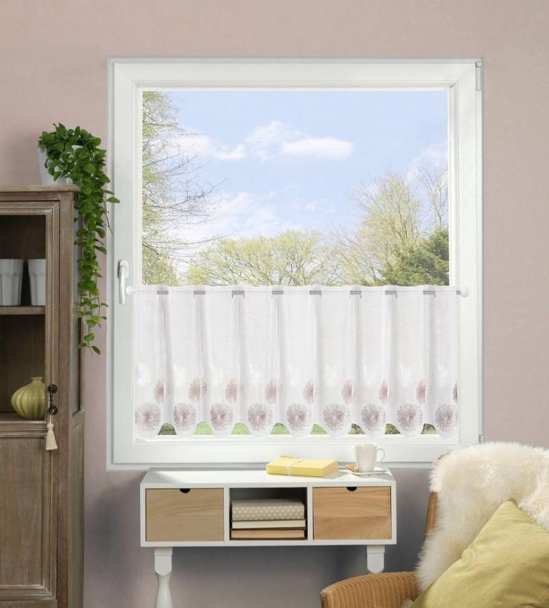 HOME WOHNIDEEN Scheibengardine RAWLINS (1 St), Stangendurchzug, transparent, Scheibengardine RAWLINS bestickt von HOME WOHNIDEEN