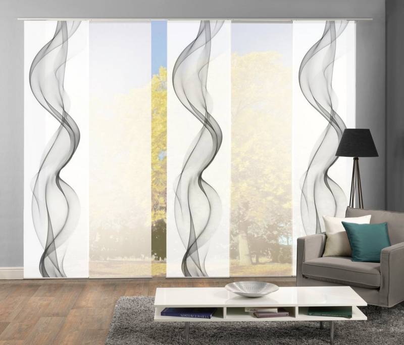 HOME WOHNIDEEN Schiebegardine 80265 Schiebegardine ALBERTA, Digitaldruck Seidenoptik, 245x60 cm, Set, (5 St), Polyester von HOME WOHNIDEEN