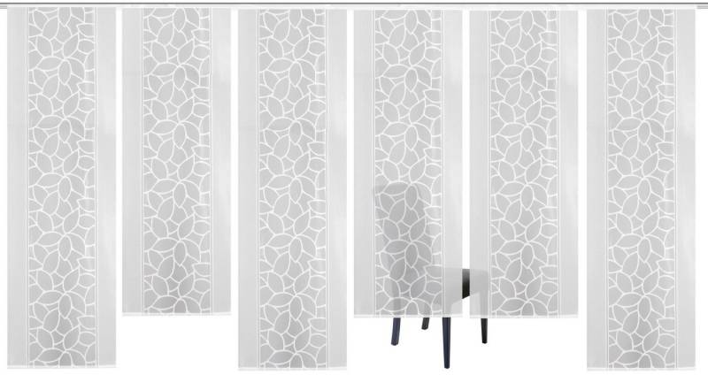 HOME WOHNIDEEN Schiebegardine JENNA (6 St), Klettband, halbtransparent, Schiebevorhang Jacquard Set, HxB: 245x57 von HOME WOHNIDEEN