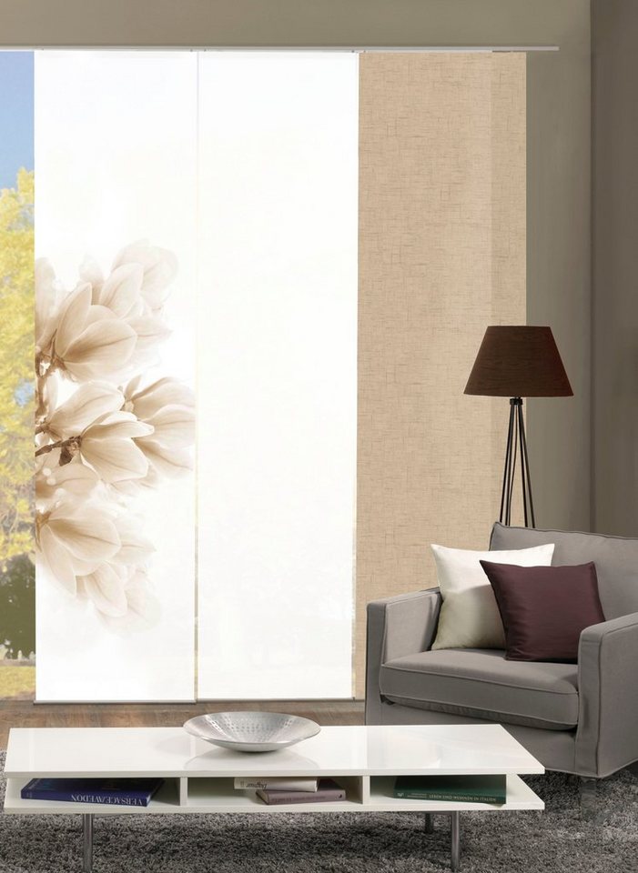 HOME WOHNIDEEN Schiebegardine KESSI 3er SET (3 St), Paneelwagen, blickdicht, Schiebevorhang Digidruck 3er Set KESSI von HOME WOHNIDEEN