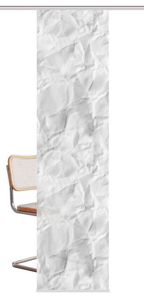 HOME WOHNIDEEN Schiebegardine Schiebevorhang Dekostoff Seidenoptik Digitaldruck Soerena 245x60 cm G, (1 St), Kunstfaser, 1x Schiebewand inkl. Paneelwagen und Klemmleiste Grau von HOME WOHNIDEEN