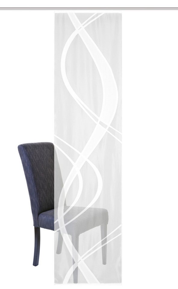 HOME WOHNIDEEN Schiebegardine Schiebevorhang Jacquard Transparent Tibaso 245x57 cm Weiss (1 St), Kunstfaser, 1x Schiebewand inkl. Paneelwagen und Beschwerungsstange Weiss von HOME WOHNIDEEN