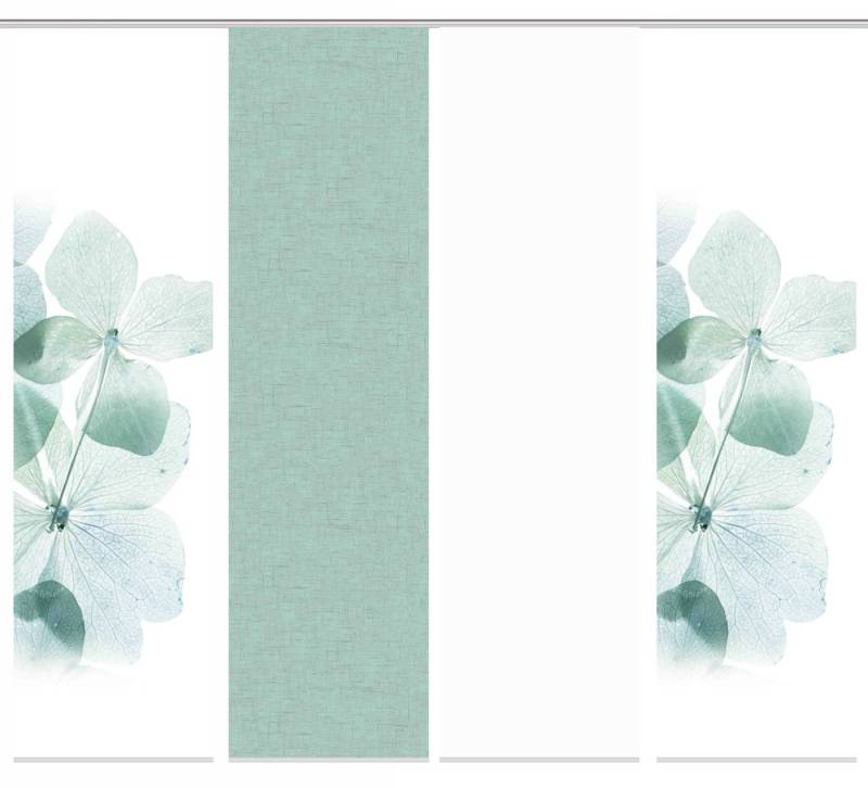 HOME WOHNIDEEN Schiebegardine Schiebewand BONITA Leinenstruktur Digitaldruck mit Zubehör (4 St), 100% Polyester von HOME WOHNIDEEN