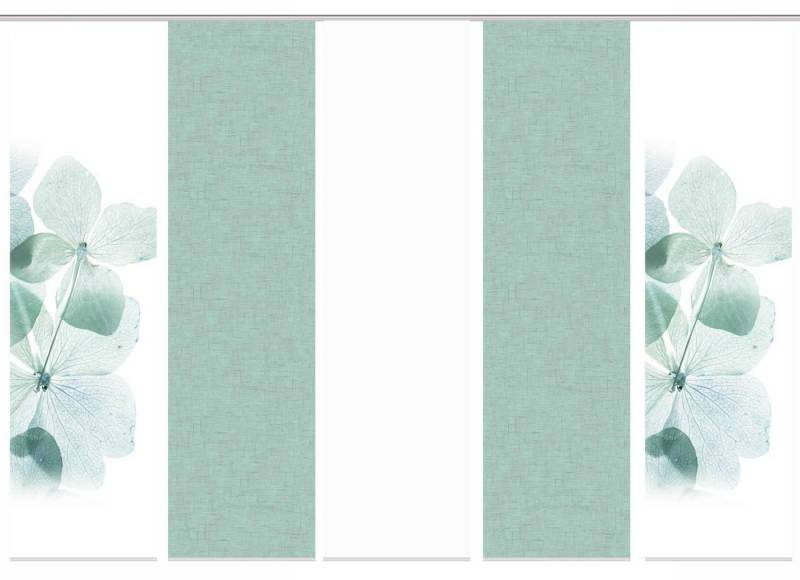 HOME WOHNIDEEN Schiebegardine Schiebewand BONITA Leinenstruktur Digitaldruck mit Zubehör, (5 St), 100% Polyester von HOME WOHNIDEEN