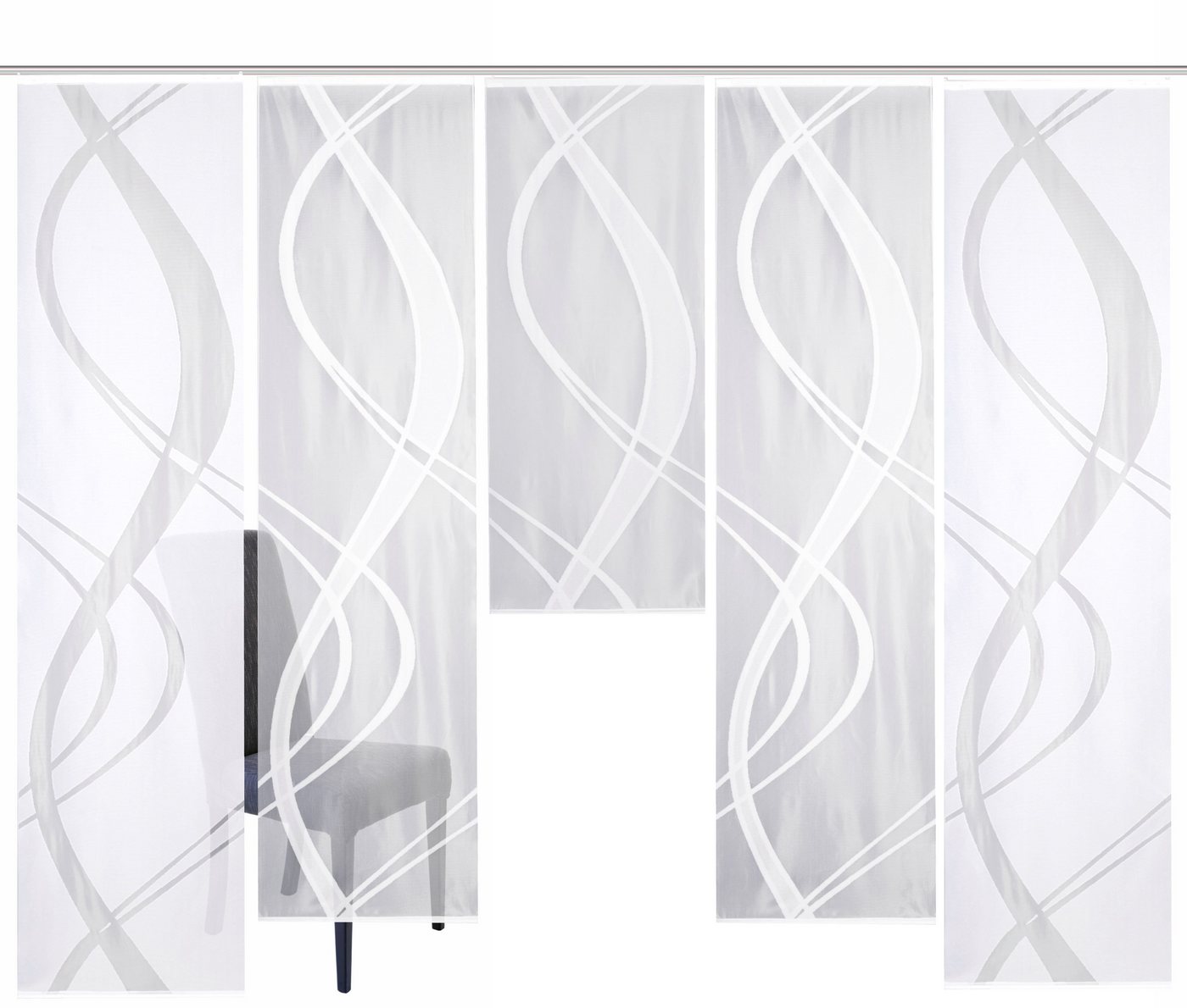 HOME WOHNIDEEN Schiebegardine TIBASI, Paneelwagen (5 St), halbtransparent, Wirkware, halbtransparent von HOME WOHNIDEEN