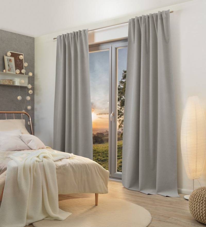 HOME WOHNIDEEN Verdunkelungsvorhang DUNCAN (1 St), Multifunktionsband, verdunkelnd, VERDUNKLUNGSSCHAL, UNI, BÜGELBAND von HOME WOHNIDEEN