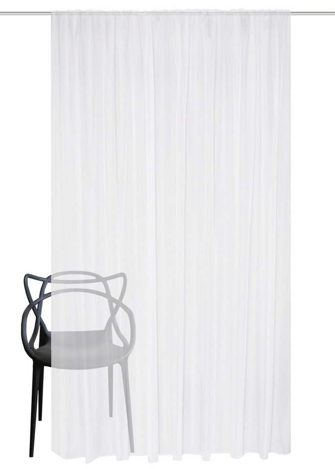 HOME WOHNIDEEN Vorhang Fertigstore Effektvoile Streifen Kyra 145 x450 cm 1xFertigstore Weiss (1 St), Kunstfaser, 1x Fertigstore Weiss von HOME WOHNIDEEN