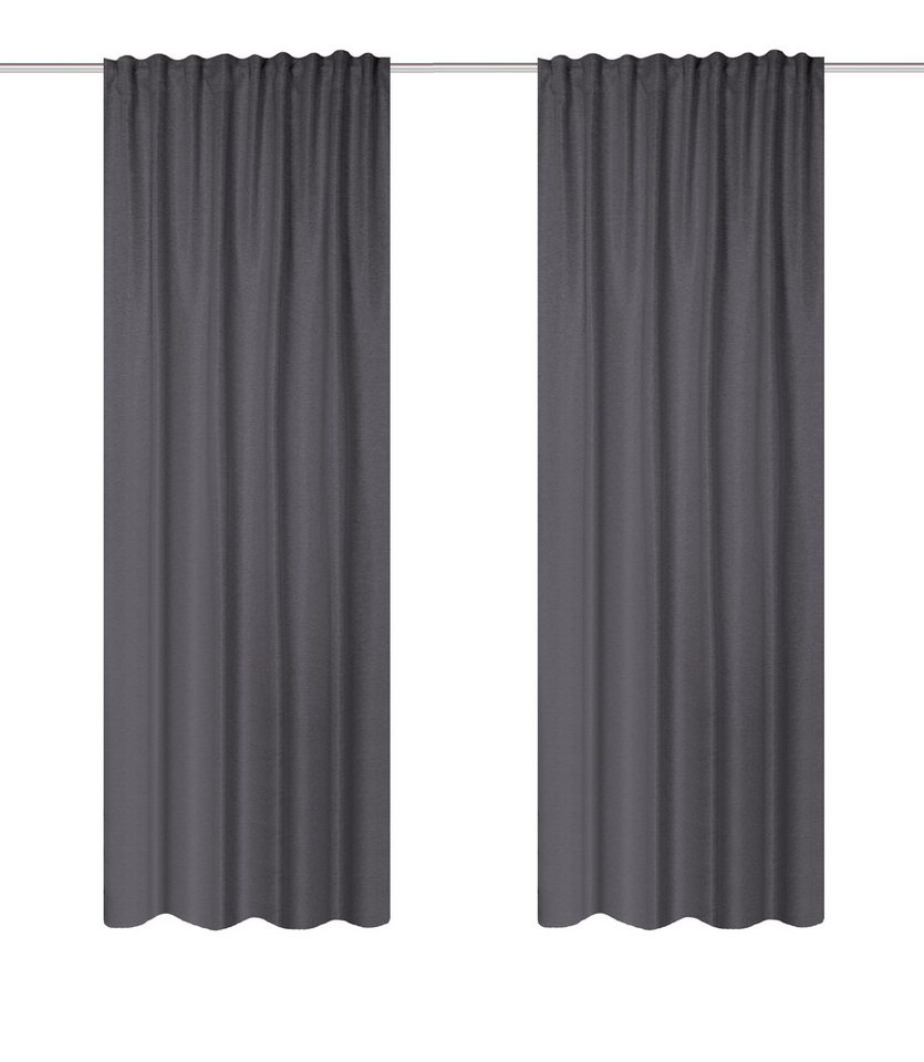 HOME WOHNIDEEN Vorhang John 2Er Set 145 x 135 cm Anthrazit (2 St), Kunstfaser, 2x Verdunklungsschal inkl. 1x Bügelband Anthrazit von HOME WOHNIDEEN