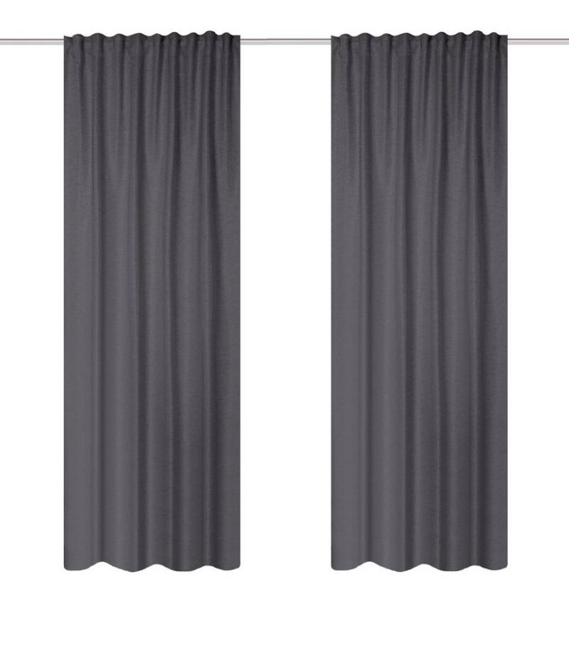 HOME WOHNIDEEN Vorhang John 2Er Set 145 x 135 cm Anthrazit (2 St), Kunstfaser, 2x Verdunklungsschal inkl. 1x Bügelband Anthrazit von HOME WOHNIDEEN