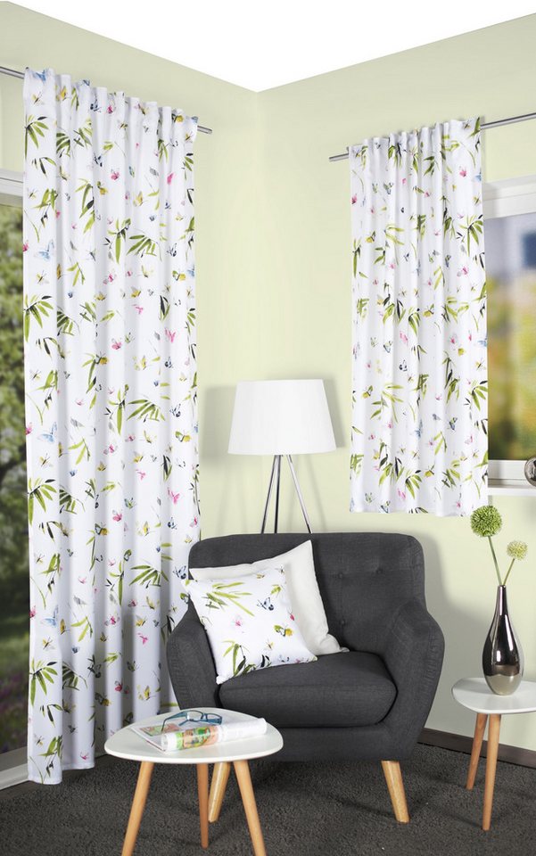 HOME WOHNIDEEN Vorhang Komplett-Set Selia 175x135 cm 2x Fertigdeko +1x Kissenhülle Multicolo (3 St), Kunstfaser, 2x Fertigdeko +1x Kissenhülle Multicolor von HOME WOHNIDEEN