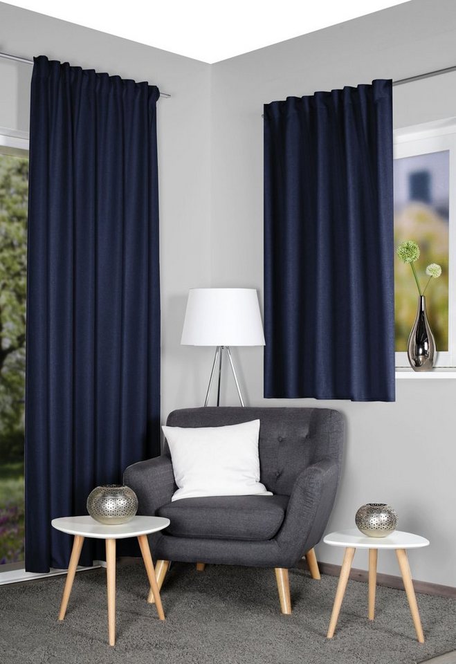 HOME WOHNIDEEN Vorhang Thermoschal ESKAMIO blickdicht, Leinenstruktur, Multifunktionsband (1 St), Polyester von HOME WOHNIDEEN