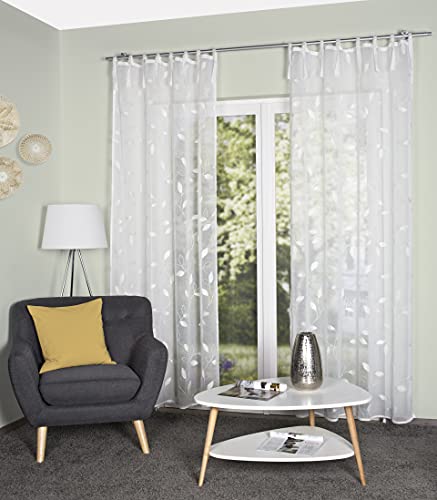 Home WOHNIDEEN Schlaufenschal AIDINA, Bestickt, halbtransparent, mit Schlaufen und 8 Bindebänder, Farbe: wollweiß, Größe: 245 x 140 cm, Anzahl:1x Home WOHNIDEEN Schlaufenschal AIDINA, Bestickt, halbtransparent, mit Schlaufen und 8 Bindebänder, Farbe: wollweiß, Größe: 245 x 140 cm, Anzahl:1x von HOME WOHNIDEEN