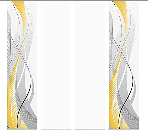 HOME WOHNIDEEN | Schiebegardine Carlisle als Set-Angebot, 245x60 cm (je Schiebegardine), Farbe: Gelb, Set-Größe: (4) von HOME WOHNIDEEN