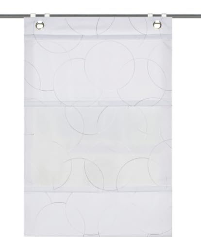 Magnetrollo Adalia aus Dekostoff, Bestickt, versch. größen, Farbe:weiß, Größe:130 x 45 cm, Anzahl:1x von HOME WOHNIDEEN