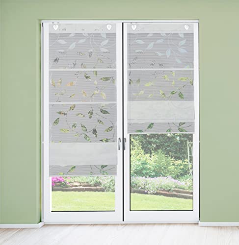 HOME WOHNIDEEN 91515 Magnetrollo RANA Ausbrenner Bambus, Ranken-Motiv, Fensterhaken, Farbe:grau, Größe:210 x 70 cm, Anzahl:1 von HOME WOHNIDEEN