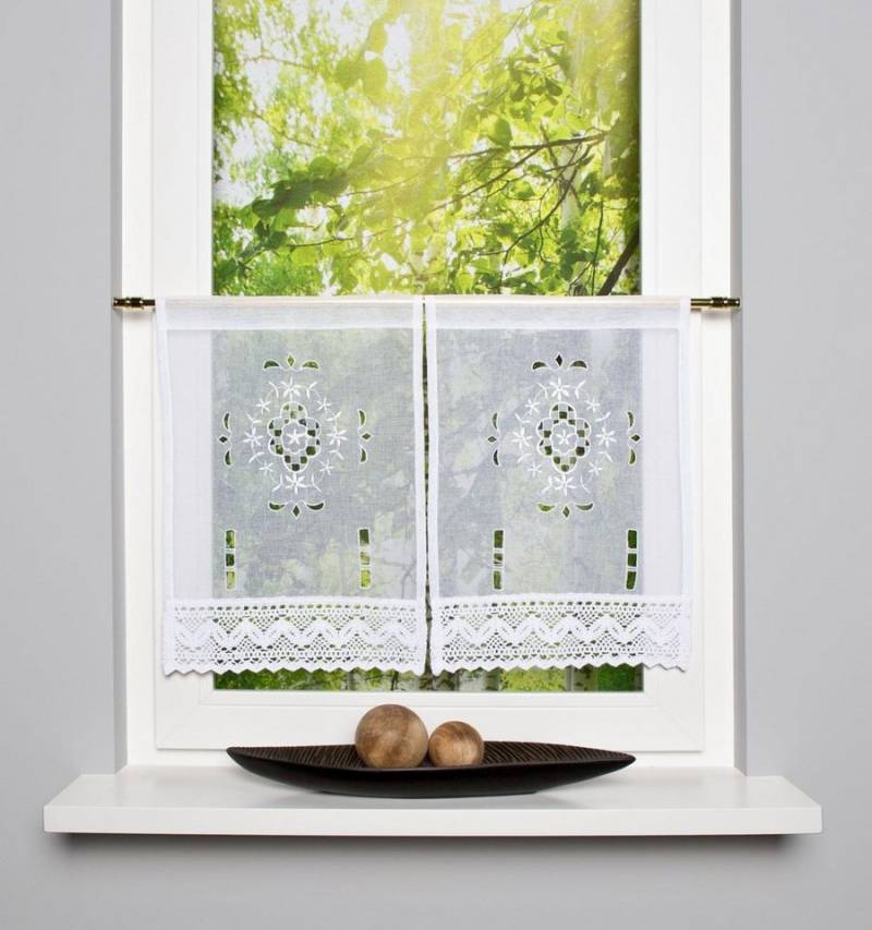 HOME WOHNIDEEN Scheibengardine ALEGRA, Stangendurchzug (2 St), halbtransparent von HOME WOHNIDEEN