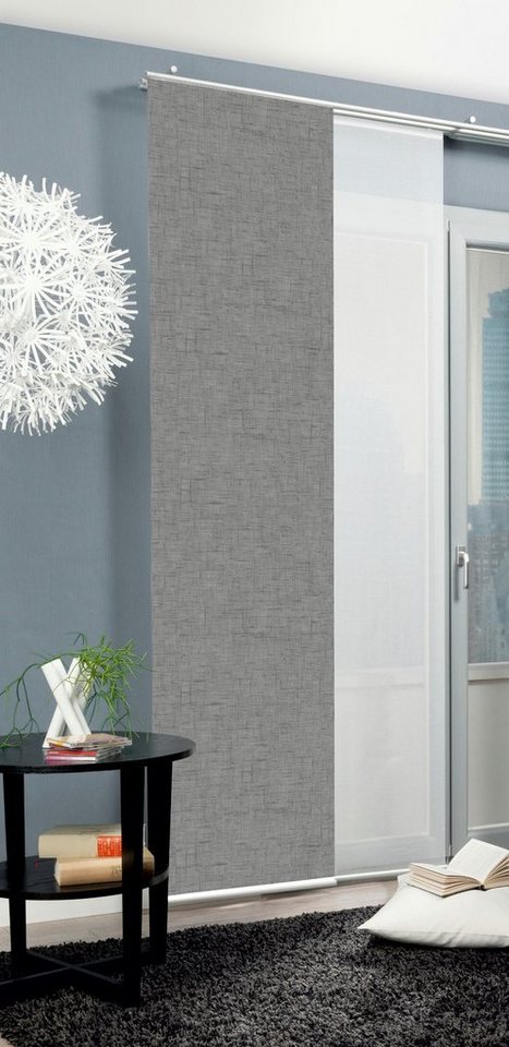HOME WOHNIDEEN Schiebegardine Schiebegardine PIVE, Digitaldurck, Dekostoff, Seidenoptik 245x60 cm (4 St), 100% Polyester von HOME WOHNIDEEN