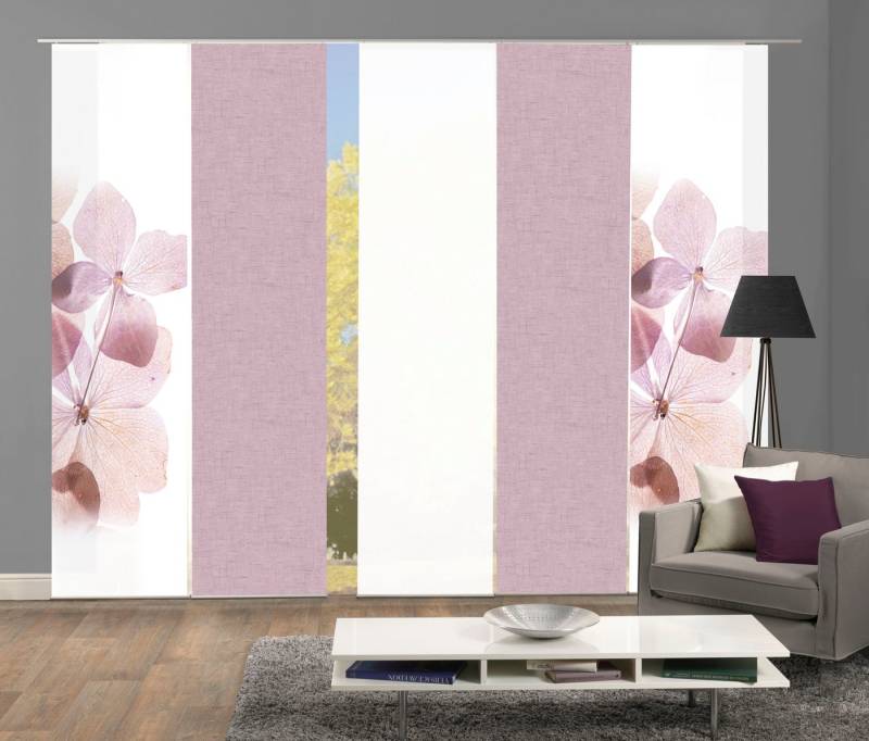 HOME WOHNIDEEN Schiebegardine BONITA 5er SET (5 St), Paneelwagen, blickdicht, Schiebevorhang Digidruck 5er Set BONITA von HOME WOHNIDEEN