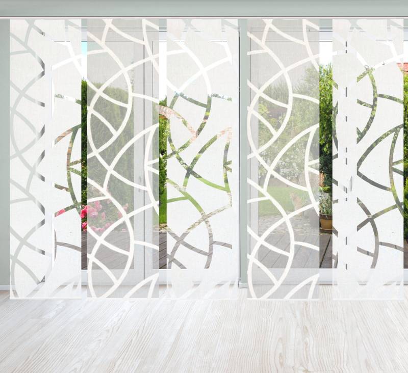 HOME WOHNIDEEN Schiebegardine CASSÉ (5 St), Paneelwagen, blickdicht, Dekostoff, mit transparentem Scherli von HOME WOHNIDEEN