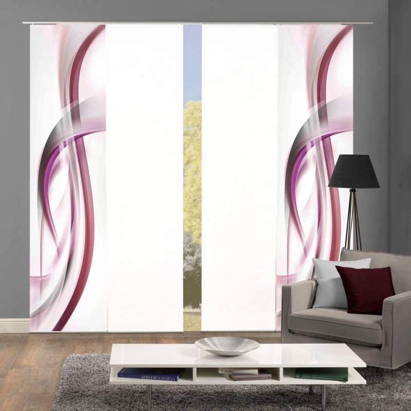 HOME WOHNIDEEN Schiebegardine FALA (4 St), Paneelwagen, blickdicht, Schiebevorhang Digi 4er Set FALA BEERE von HOME WOHNIDEEN