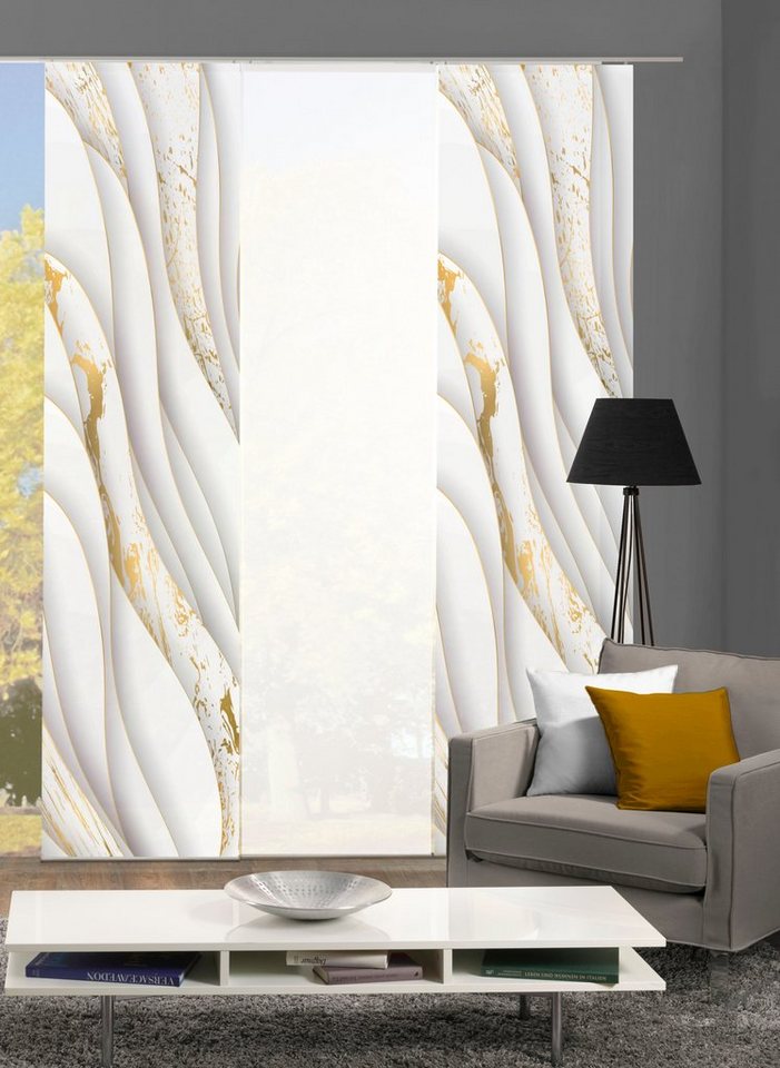 HOME WOHNIDEEN Schiebegardine GULDO (3 St), Paneelwagen, blickdicht, Schiebevorhang Digi 3er Set GULDO von HOME WOHNIDEEN