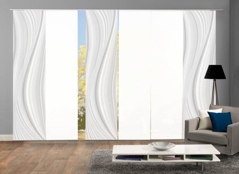 HOME WOHNIDEEN Schiebegardine LAURINA 6er SET (6 St), Paneelwagen, blickdicht, Schiebevorhang Digidruck 6er Set LAURINA von HOME WOHNIDEEN