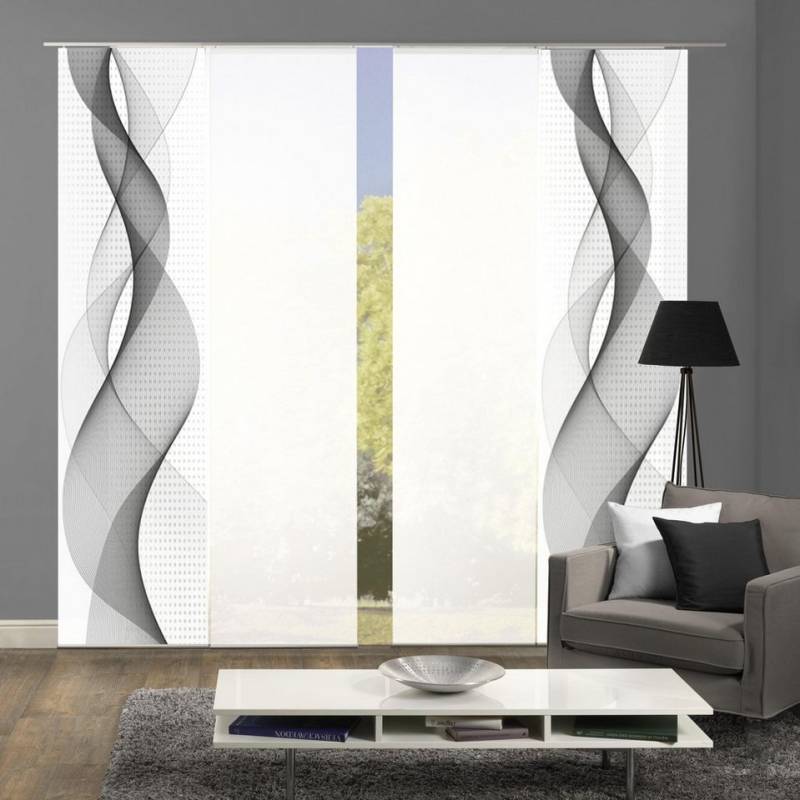 HOME WOHNIDEEN Schiebegardine OPALIA 4ER SET (4 St), Paneelwagen, halbtransparent, Microfaser, HxB: 245x60 von HOME WOHNIDEEN