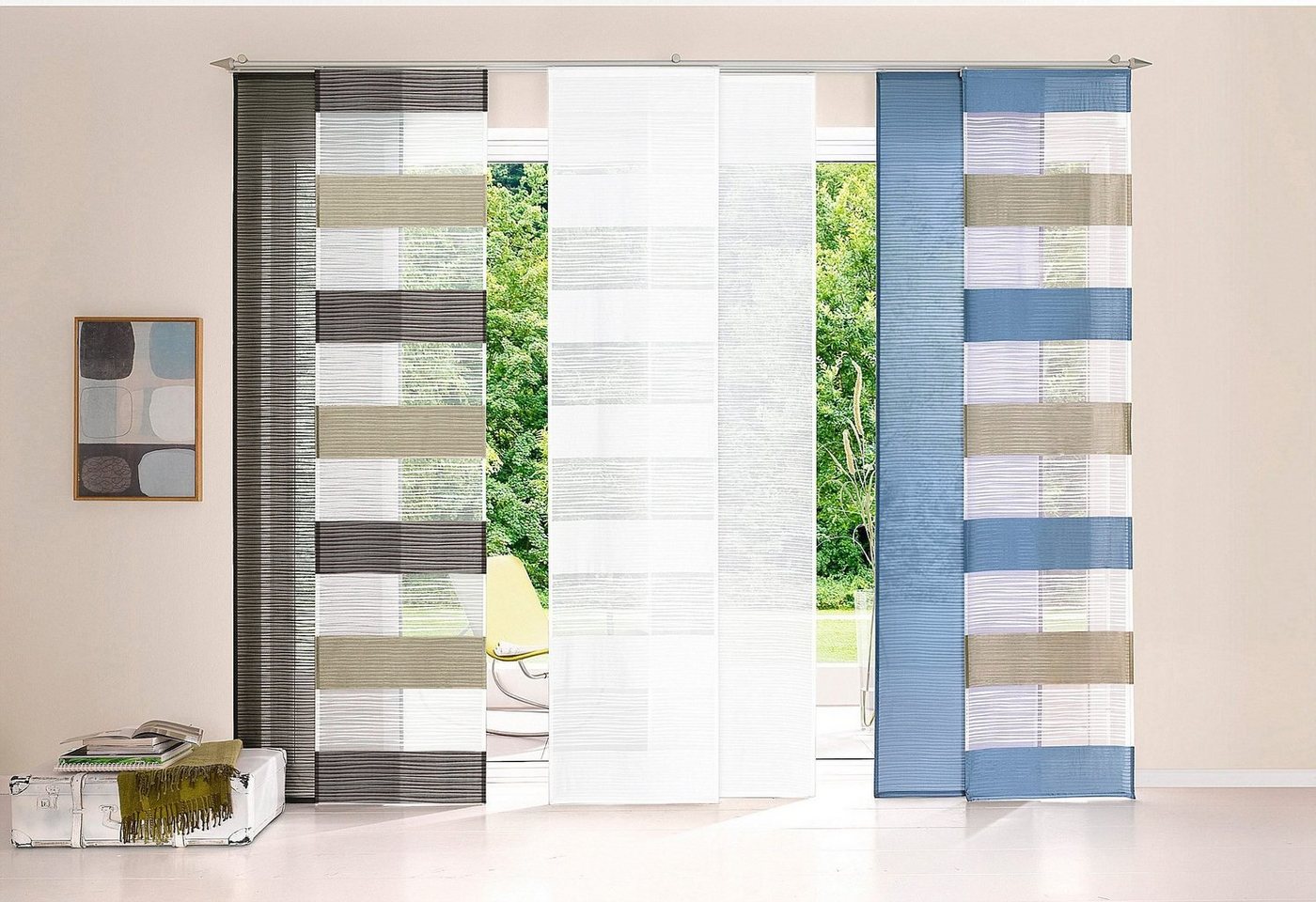 HOME WOHNIDEEN Schiebegardine Sarnia, Schlaufen (1 St), halbtransparent, Voile, inkl. Beschwerungsstange von HOME WOHNIDEEN