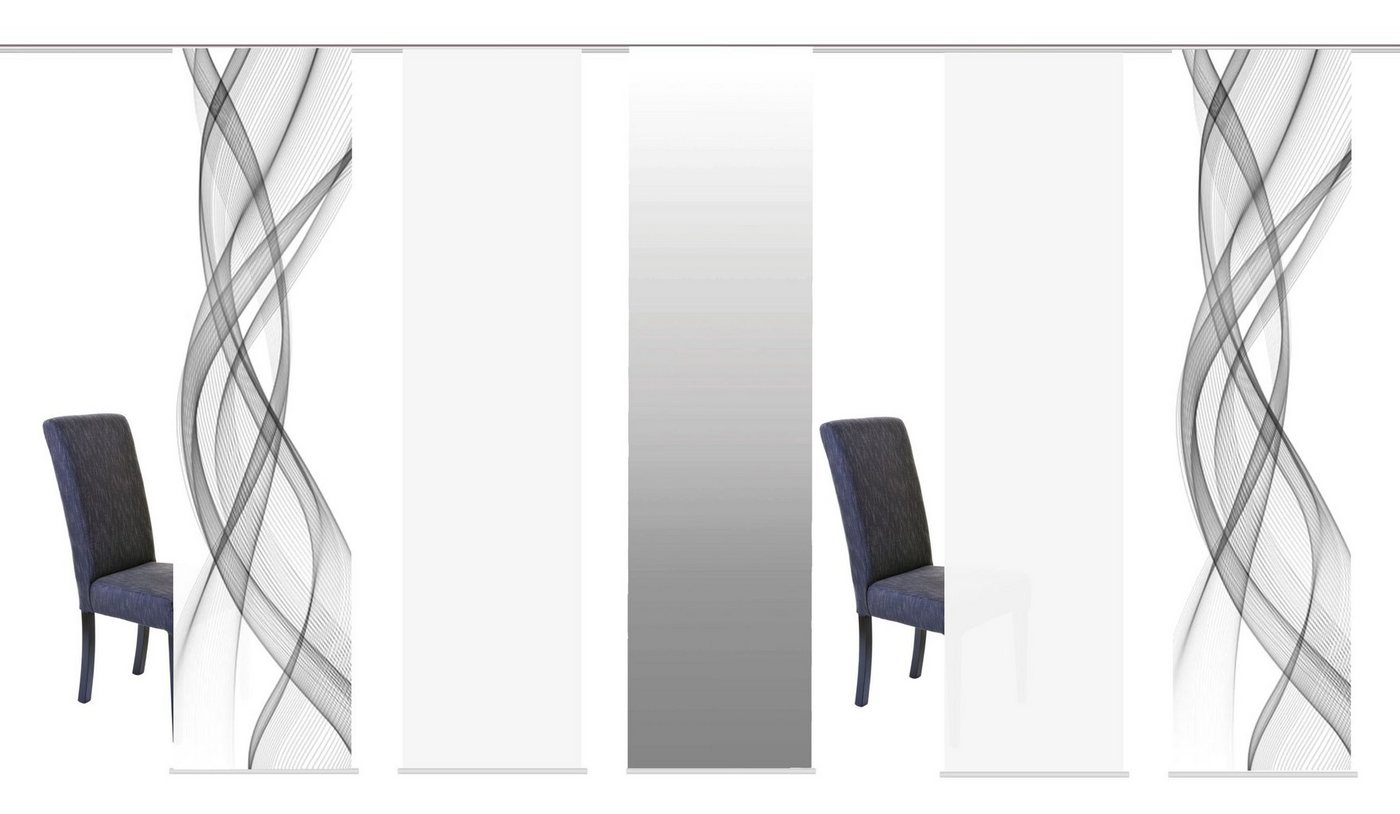HOME WOHNIDEEN Schiebegardine Schiebegardine FERROL: Grau/Multicolor, 245x60cm, mit Zubehör, (5 St), Polyester von HOME WOHNIDEEN