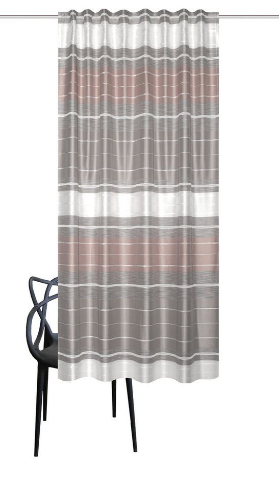HOME WOHNIDEEN Vorhang 85145 Fertigvorhang ANOUK Dekostoff Querstreifen mit Effektfransen (1 St), Polyester von HOME WOHNIDEEN