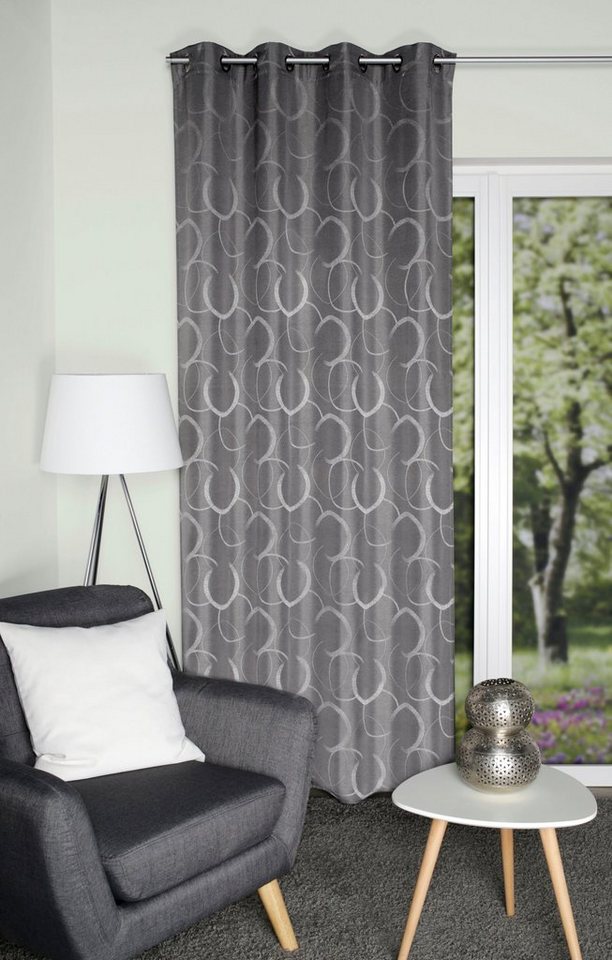 HOME WOHNIDEEN Vorhang ENOLA, Ösen (1 St), blickdicht, Ösenschal mit Jacquardmusterung von HOME WOHNIDEEN