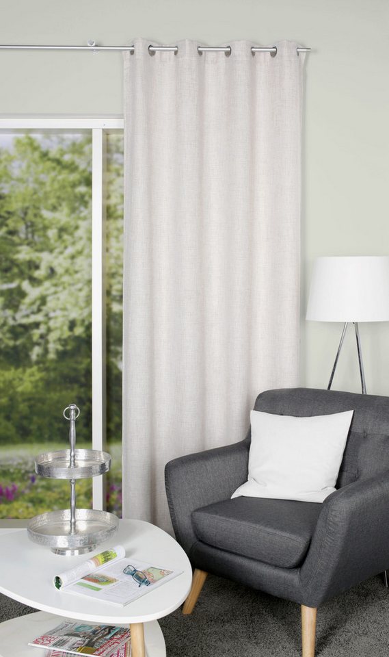 HOME WOHNIDEEN Vorhang Fertigschal LINORA mit Ösen in Leinenstruktur, blickdicht, (1 St), Polyester von HOME WOHNIDEEN