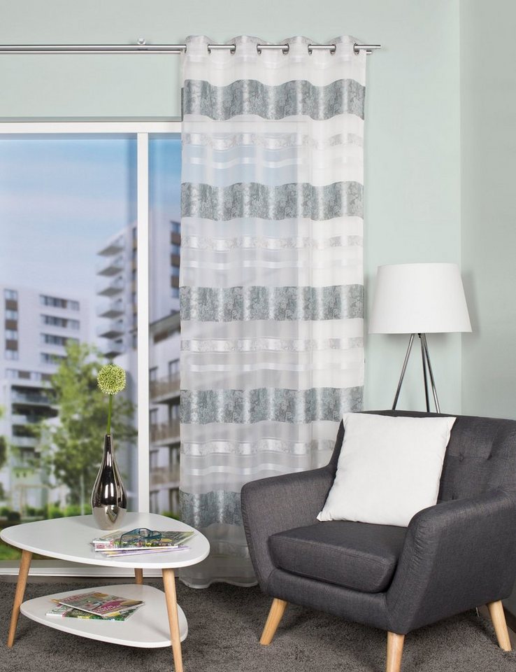 HOME WOHNIDEEN Vorhang KIRAN, Ösen (1 St), blickdicht, HxB: 245x140, Jacquardmusterung von HOME WOHNIDEEN