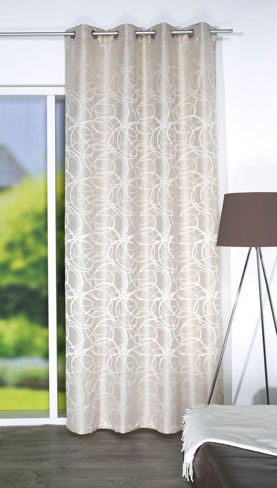 HOME WOHNIDEEN Vorhang LENNY, Ösen (1 St), blickdicht, HxB: 245x140, Dekostoff Jacquardgemustert von HOME WOHNIDEEN
