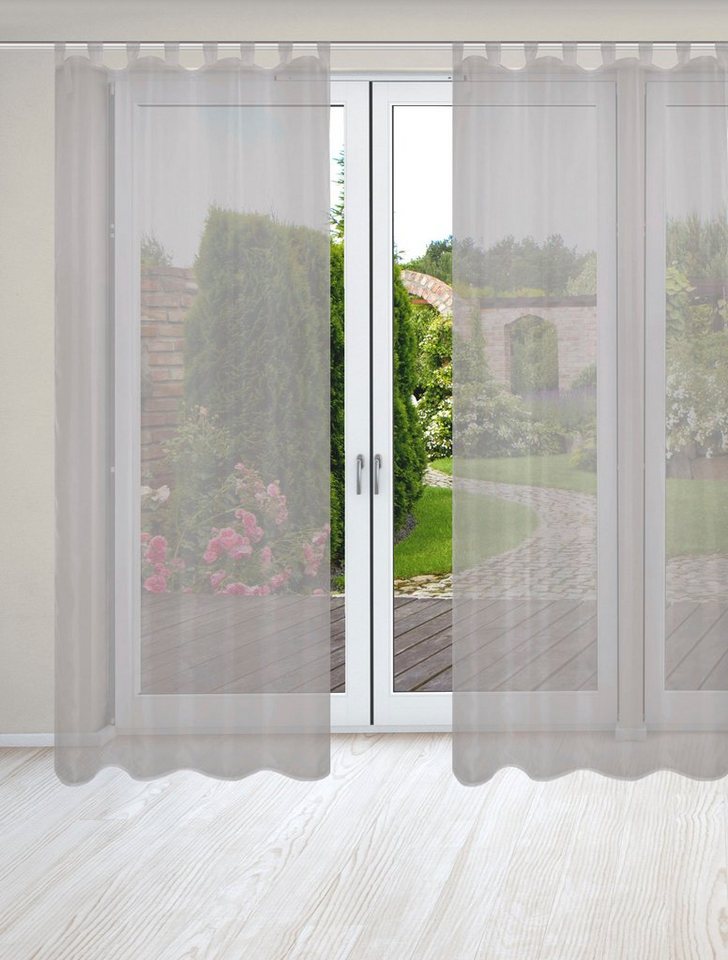 HOME WOHNIDEEN Vorhang NESSI 2er Pack, Schlaufen (2 St), transparent, Uni, Voile, transparent, Schlaufen inkl. Zugband, 2er Pack von HOME WOHNIDEEN