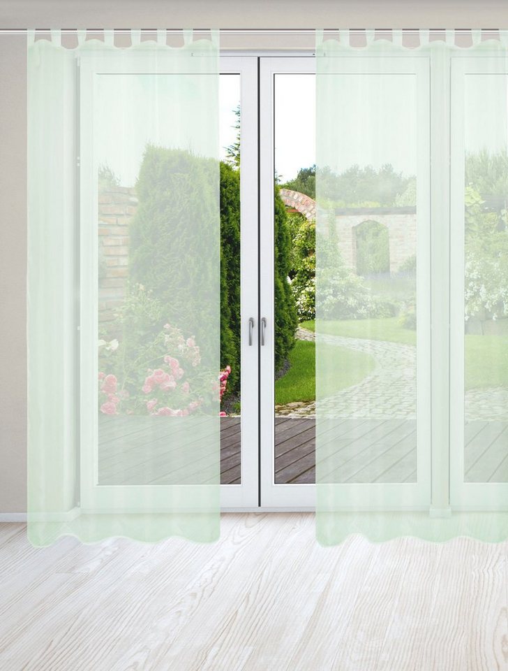 HOME WOHNIDEEN Vorhang NESSI 2er Pack (2 St), Schlaufen, transparent, Uni, Voile, transparent, Schlaufen inkl. Zugband, 2er Pack von HOME WOHNIDEEN