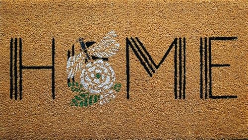 HOME ZEN HOUSEHOLD LINEN Fußmatte aus Kokosfaser mit Fantasiendruck, 40 x 70 cm, erhältlich in rechteckiger Form und Halbmond und Leiter, Unterseite aus PVC Art KERA (Design 6, rechteckig 40 x 70 cm) von HOME ZEN HOUSEHOLD LINEN