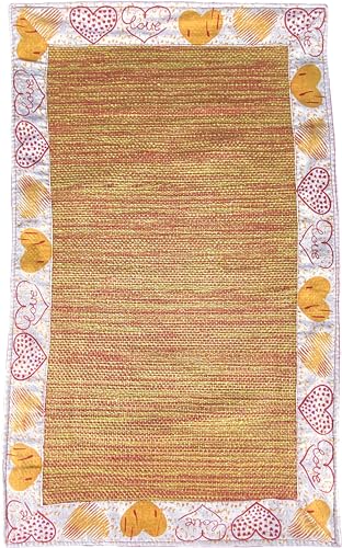 HOME ZEN HOUSEHOLD LINEN Läufer Teppich aus 100% Baumwolle Art. Love Shabby Chic eingefasst mit Herz-Druck (50x80 cm, Orange) von HOME ZEN HOUSEHOLD LINEN
